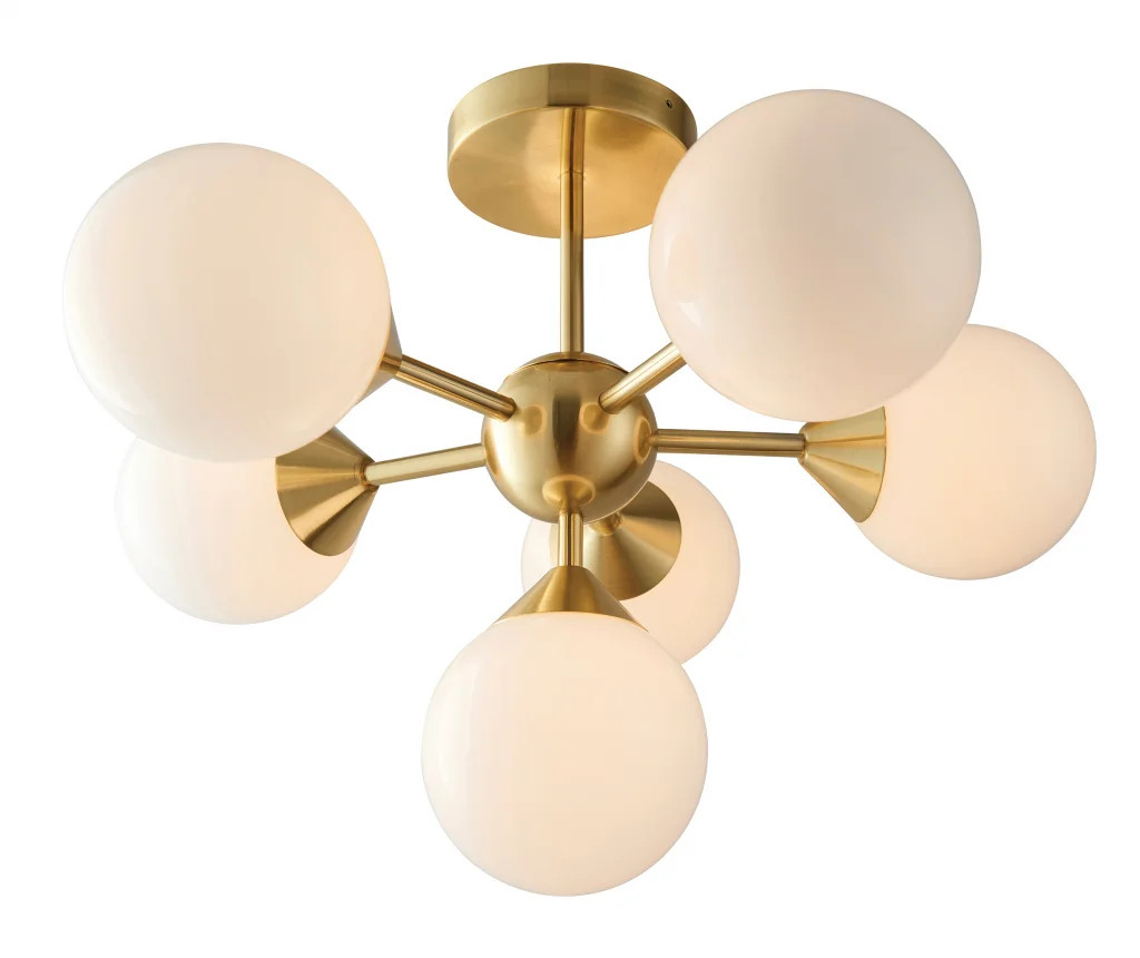Ceiling Light Brass Oscar 6 Brushed Endon 76501