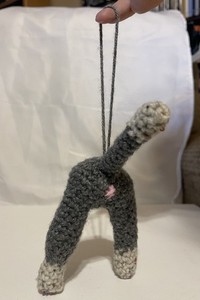 Hand Made Crochet Female Gray Cat Butt Hanging Ornament Cat Bum Car Hanging