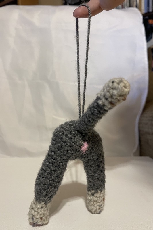 Hand Made Crochet Female Gray Cat Butt Hanging Ornament Cat Bum Car Hanging