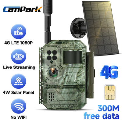 Campark 4G LTE Trail Camera Solar Power Wildlife Hunting Waterproof Outside Cam