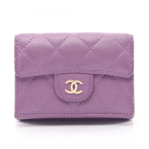 CHANEL Classic Small Flap Matelasse Tri-fold Wallet Purse AP0230 leather Purple