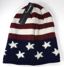 USA Flag Style Patriotic Stars Stripes Beanie Knit Winter Hat