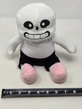 Undertale Sans Plush Toy Soft White Embroidered Face Black Shorts Pink Feet 8"