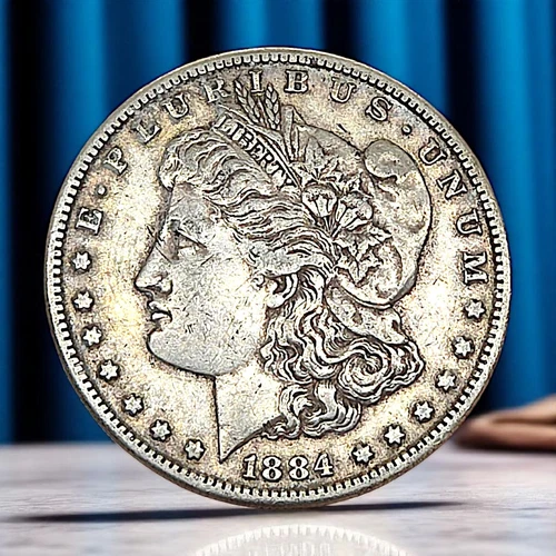 1884 Morgan 90% Silver Dollar AU –  Philadelphia Mint - $1