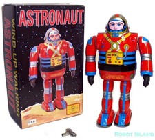 Metal House ASTRONAUT Robot Windup Osaka Tin Toy Japan