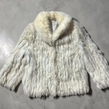 Vintage Saga Blue Fox Cream White Fur Coat Finland Arctic Women's Sz M