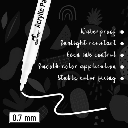 Acrylic White Paint Pens - 6 Pack 0.7mm Extra Fine White Paint Marker for Roc... - Picture 2 of 6