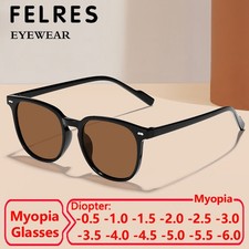 Retro Oval Tinted Myopia Nearsighted Glasses Men Women Outdoor Shade Sunglasses