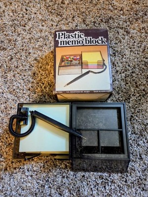 Vintage HOF Plastic Memo Block Desk Organizer Pen Set No 8304 Hong Kong
