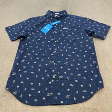 Columbia Rapid Rivers Shirt Mens Small Blue Printed Short Sleeve Casual Top