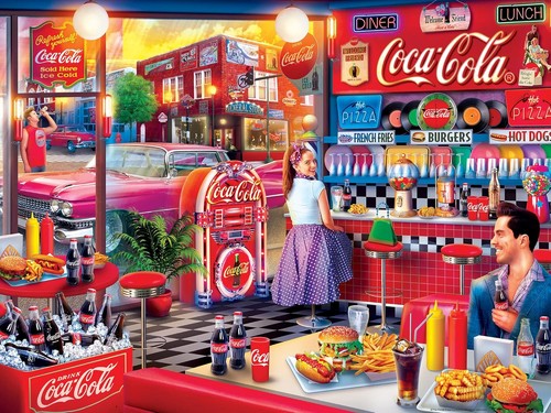 Masterpieces 300 Piece EZ Grip Jigsaw Puzzle - Coca-Cola Soda Fountain - Family- - Picture 2 of 6