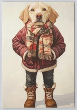 Cute Dog in Winter Outfit New 2025 Image Card 4x6 Blank Back
