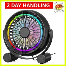 USB RGB Desk Fan - 3 Speeds Quiet Portable Table Fan, 8 Color LED Lights, 360...