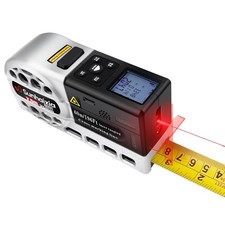 5 in 1 Laser Tape Measure with Level  196ft/60M Sliver 5in1