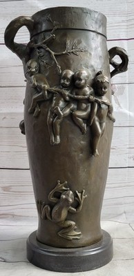 Joseph Cheret Bronze Urne : Water-Babies Französisch Jugendstil Statue Lrg