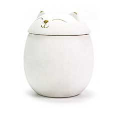 Cat and Dog Urn for Ashes, Smiley Design, Memory Card Included, 12 cu in, White