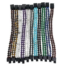 Men  s Natural Gemstone Beaded Bracelet 6mm Round Cabochon Premium Beads