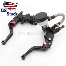 Motorcycle Black Master Cylinder Reservoir Lever Hydraulic Brake Clutch Pump Set