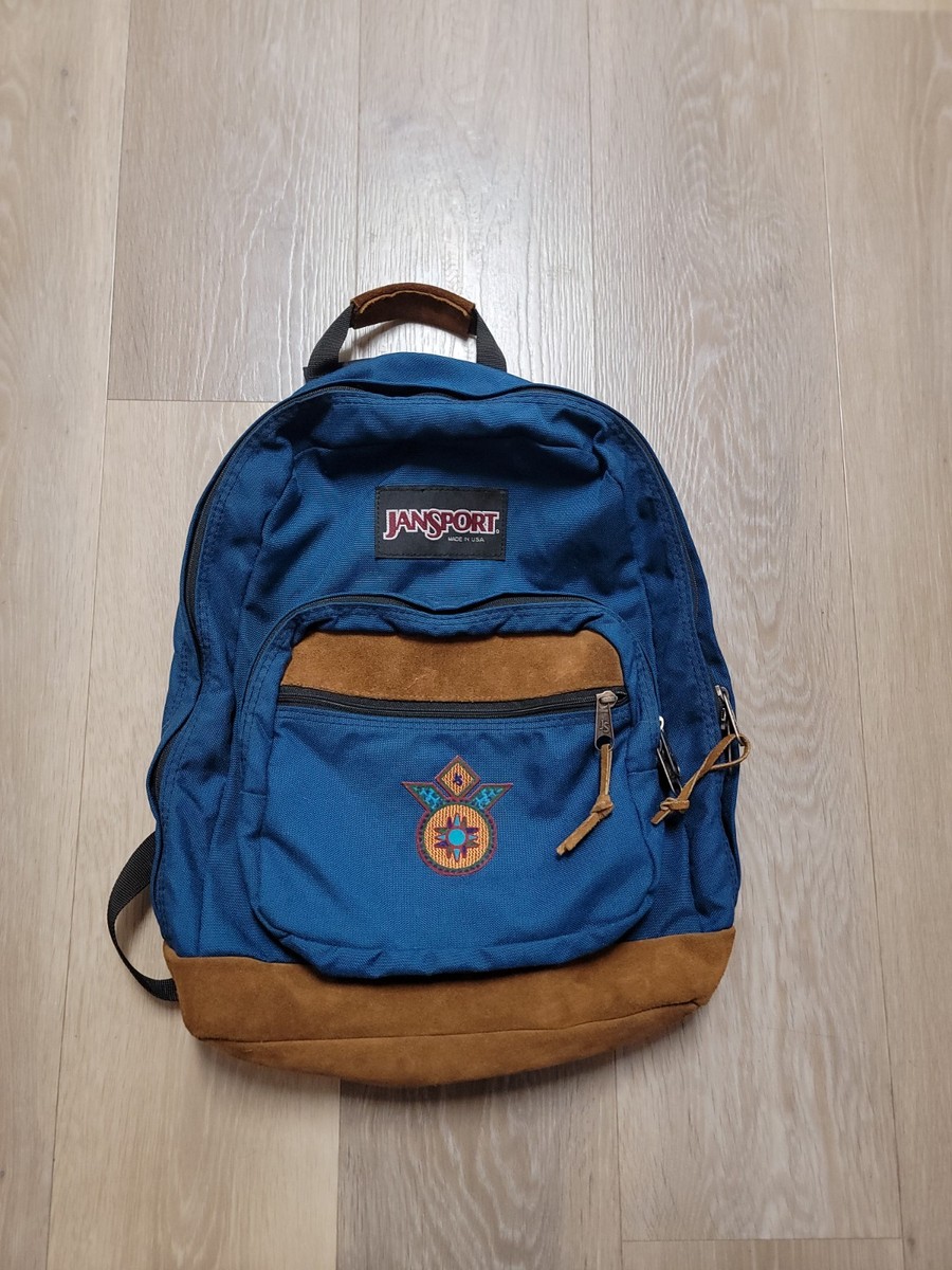 90s Blue Jansport Made In USA Suede Bottom Backpack with Native
