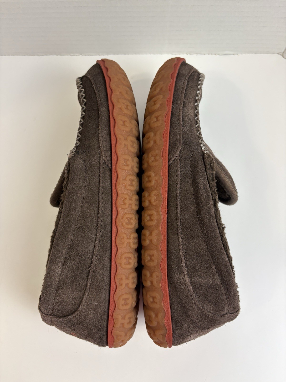 SAOLA L.L. Pantofole uomo Bean taglia 7 marroni scamosciate foderate in pile suola in gomma antiscivolo