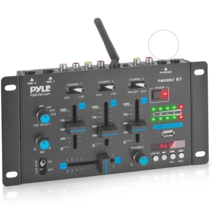 Pyle Wireless DJ Audio Mixer 3 Channel Bluetooth PMX8BU FAST SHIPPING - Image 2 of 4