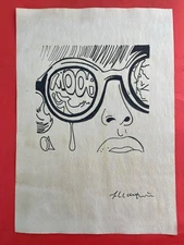 Roy Lichtenstein (Handmade) Drawing On Old Paper signed and stamped