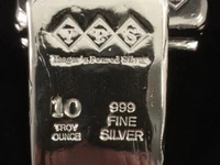 10 oz 999+ Fine Silver Bullion Bar Yeager's Poured Silver - YPS Serialized