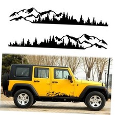 2Pcs Mountain Tree Forest Vinyl Decals Sticker for Car Door Body Side Black