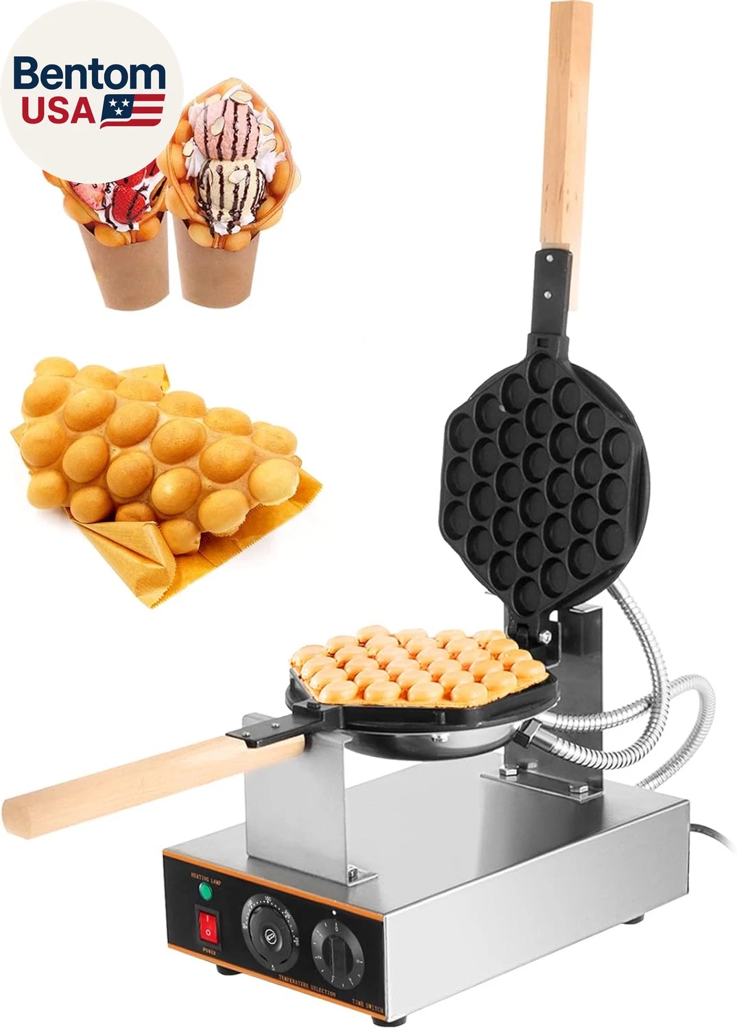 Commercial Bubble Waffle Maker, 1400W Egg Bubble Puff Iron W/ 180° Rotatable 2 P
Opens in a new wind