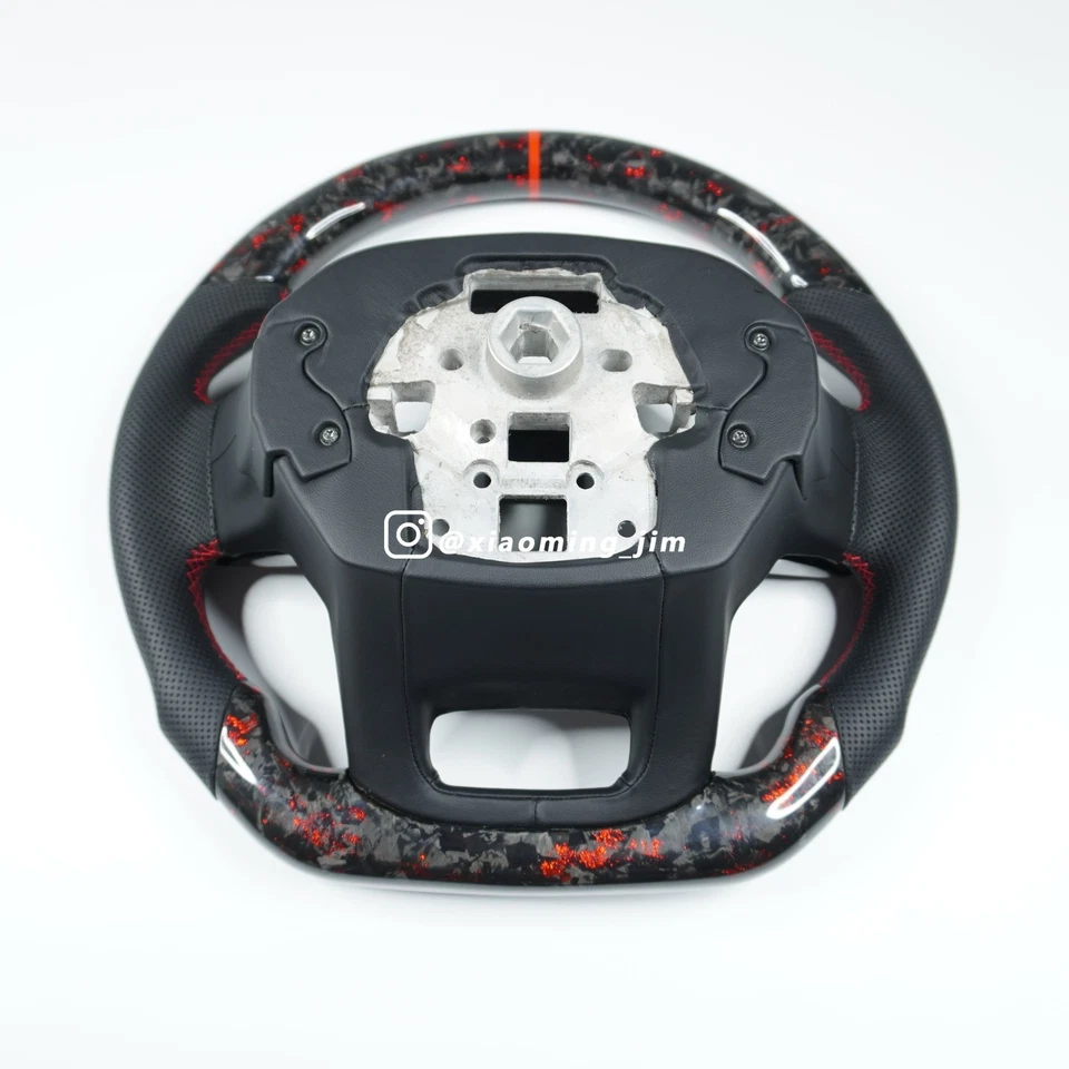 Volante de cuero de fibra de carbono forjado real para F150 F250 Raptor Gen3 Foto 4 de 4