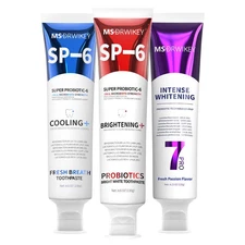 MSDRWIKEY 3-Pack Toothpaste Combo | 7Pro Fresh Formula | Fluoride-Free Enamel Re