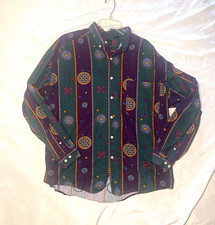 Structure Men's L Multicolor Geometric Long Sleeve Cotton Button-Up Shirt