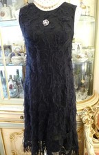 CHANEL Dress Black Mohair Milfeuille COCO Button Size 36 Length 98cm