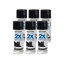Painter's Touch 2X Ultra Cover Gloss Black Spray Paint 12 Ounce Pack of 6