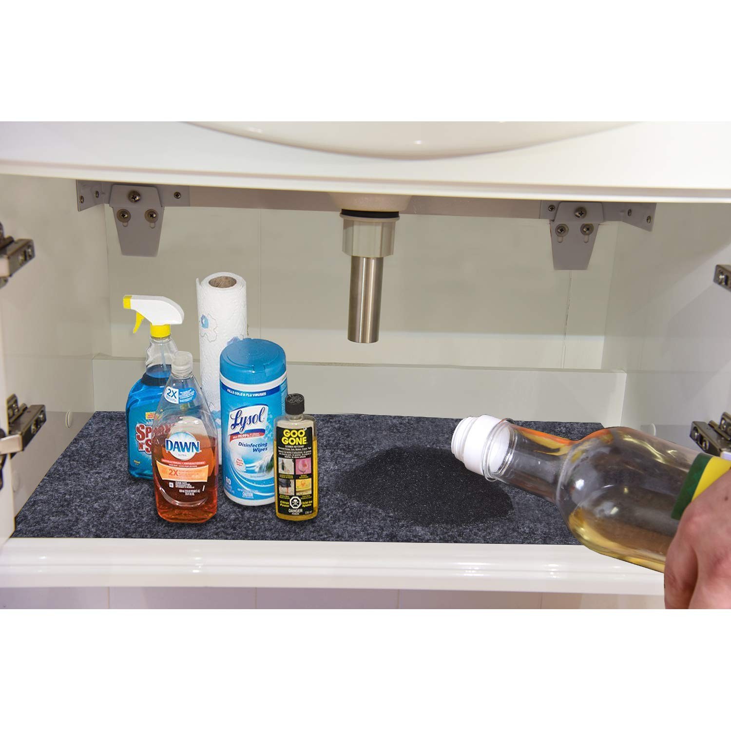Non-Slip Under Sink Cabinet Drawer Mat Absorbent Drip Liner Fabric-image