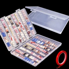 2PCS Clear Press on Nail Organizer Storage Box for Nail Art Display