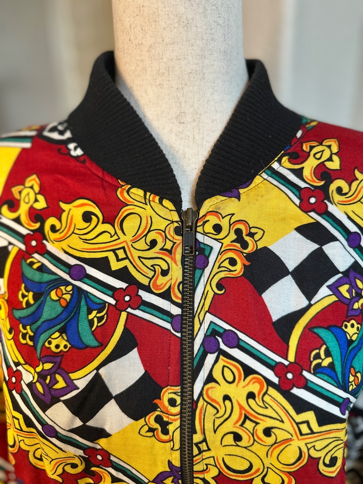 Angela Toro Bomber Jacket Baroque Patchwork Print… - image 3
