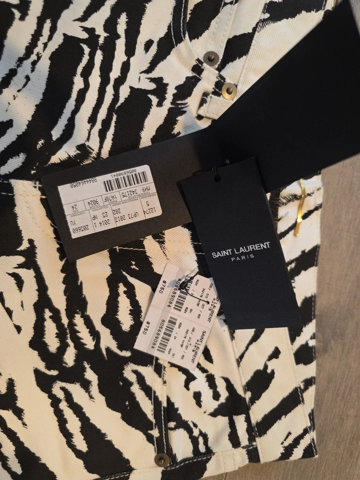 Calça feminina Saint Laurent zebra skinny tamanho 24 $750 - Imagem 3 de 4