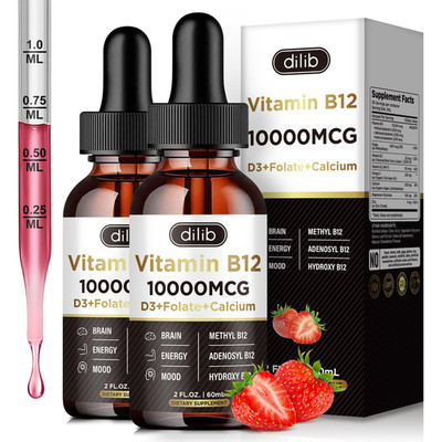 Dilib Vitamin B12 Liquid Drops Sublingual 10000 Mcg Triple B-12 Complex