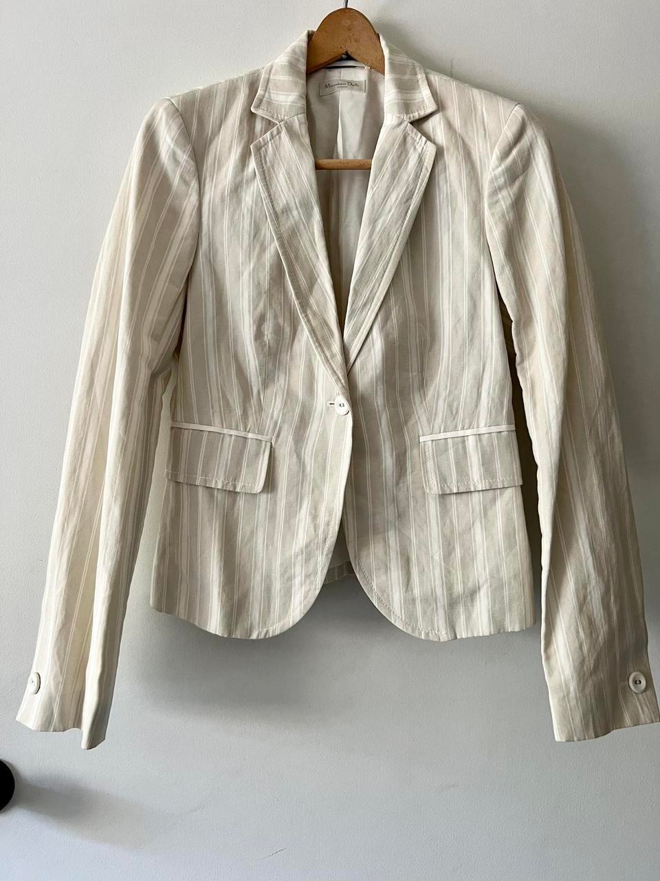 Massimo Dutti women cream & white striped linen blend balzer S