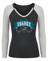 Reebok Damen San Jose Sharks Langarm Grafik T-Shirt Nhl Schwarz Xl