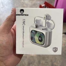 NEW LED SMART Wireless Earbuds 8GB App Control ENC,TWS earphone Headset memory.