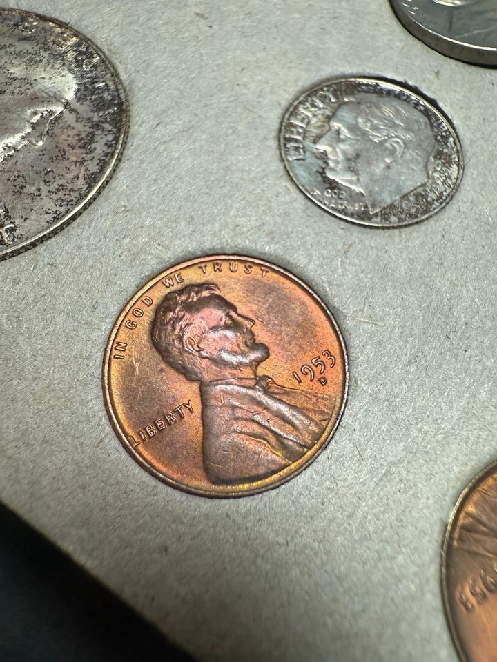 1953 Silver Double Mint Set One Envelope 10 Coins Only Massive Toner Toned - Image 2 of 4