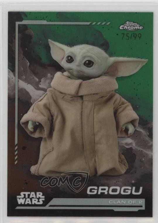 2024 Topps Chrome Star Wars Kashyyyk Green Refractor 75/99 Grogu #22 2xw
