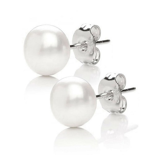 Sterling Silver Pearl Emerald Pendant Necklace Earring Jewelry Set Gifts for Her - Picture 7 of 12