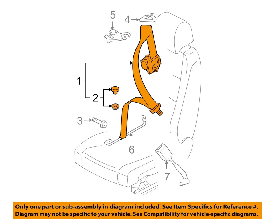 Used Front Right Seat Belt Front fits: 2011 Volkswagen Eos bucket seat passenger - Image 3 of 4