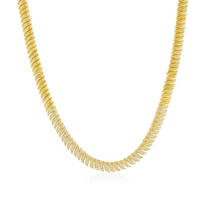 Sterlingsilber Wave CZ Halskette - vergoldet