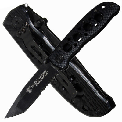 Smith & Wesson Taschenmesser Einhand Extreme Ops Black Tanto mit Wellenschliff
