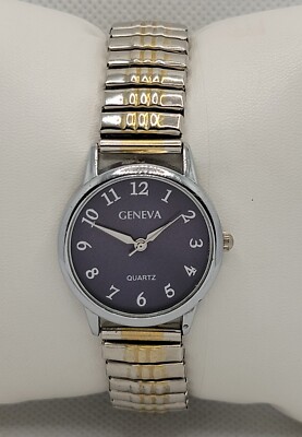 Ladies Geneva Classic Silver Gold Tone Blue Dial Expansion  display picture 3