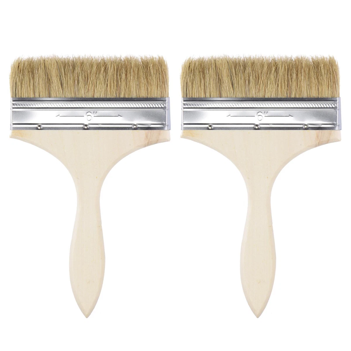 5.5 Inch Paint Brush Natural Bristle Flat Edge Wood Handle for